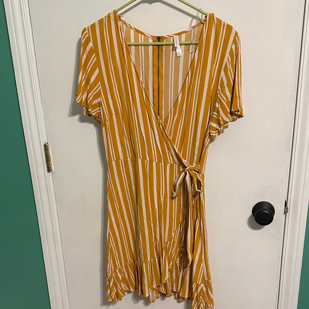 0220 Xhilaration‎ Yellow and White Striped Midi Dress